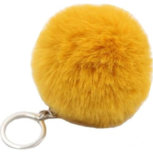 M68C 1Pc 3 Inch Fluffy Plush Pom Pom Keychain Faux Fur Pompoms Ball Pendant Charm Key Ring for Women Girls Hat Shoes Jewelry Bag