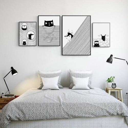 Lovely Animal Picture Cute Home Decor Nordic Canvas Painting Wall Art Cartoon Abstract Posters and Prints for Sweet Living Room