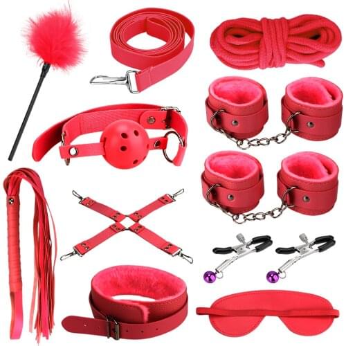 Handcuffs Nipple Clamps Adjustable PU Leather Sex Toys for Couples SM Bondage Set Sex Tools For Adults Sex Games