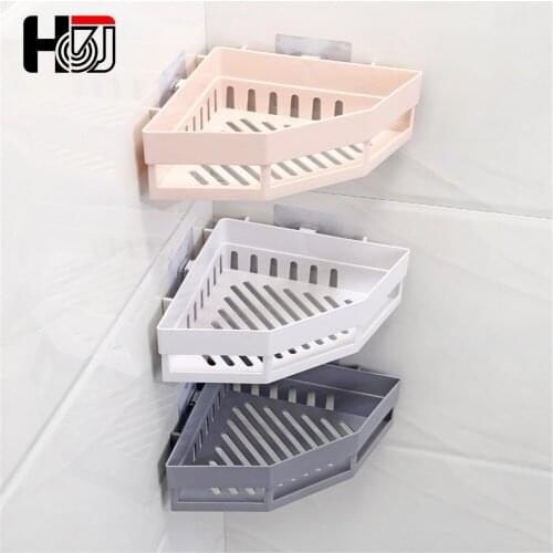 Suction Wall Triangular Shower Caddy Shelf Bathroom Corner Bath Rack Storage Holder Organizer Shelves