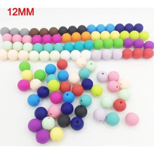 2020 New DIY Fashion Wholesale Loose Round Bead 12mm Chewable Baby Bead Necklace Silicone Beads Teething For Baby Mommy 20 Color