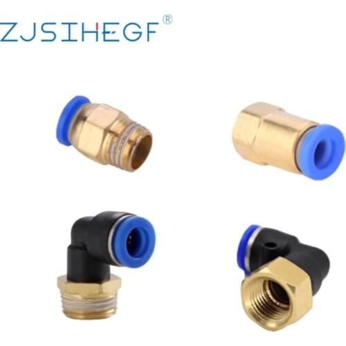 1PCS Pneumatic Connector PC/PCF/PL/PLF 4/6/8/10/12 Mm Fitting Thread 1/8" 1/4" 3/8" 1/2" Air Tube Female Straight Hose