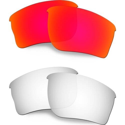 HKUCO Polarized Replacement Lenses For Quarter Jacket Sunglasses Red/Silver 2 Pairs
