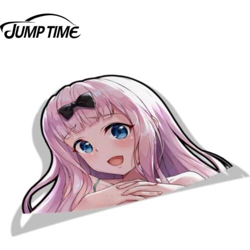 Jump Time 13cm x 9.2cm Love Is War Anime Kaguya sama Cute Girl Car Stickers Waifu Decals Car Styling Motorcycle Car Accessories