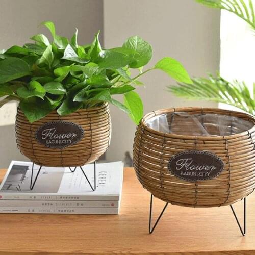 Rattan Flower Pot Hand-woven Flower Basket Multi-functional Storage Decorative Flower Pot Craft for Home Decoration