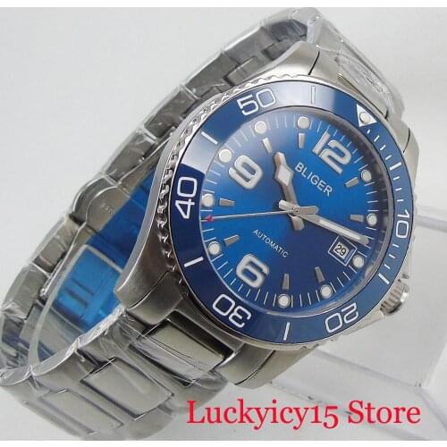 Sapphire Crystal Automatic Mens Watch Luxury BLIGER Watch 40mm Wristwatch With Date Window