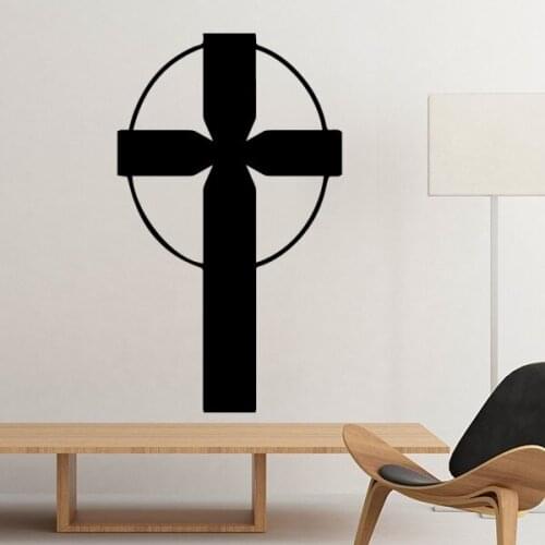 Religion Christianity Belief Church Circle Holy Cross Silhouette Removable Wall Sticker Mural DIY Wallpaper for Room Decal