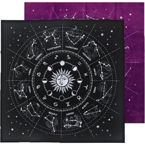 12 Constellations Tarot Card Tablecloth Velvet Divination Altar Cloth Board Game Fortune Astrology Oracle Card Pad
