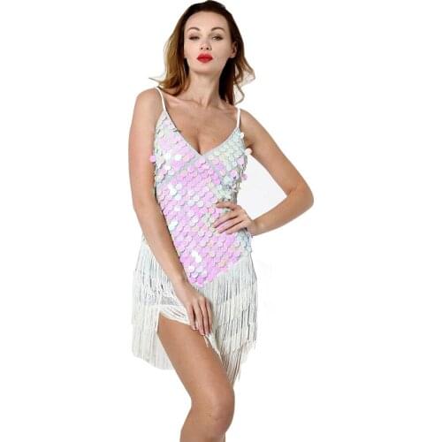 Sexy Party Fringes Dresses Compere One-piece Backless Dress