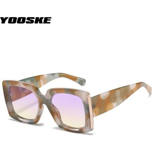 YOOSKE Oversized Sunglasses Women Men Vintage Wide legs Square Sun Glasses Fashion camouflage Leopard Black Eyeglasses UV400