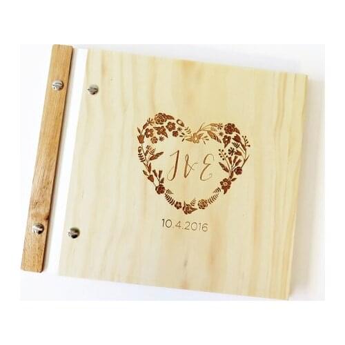 Heart Wreath Wedding Guest Book, Wood Album, Engagement Gift, Kitchen Tea, Bridal Shower