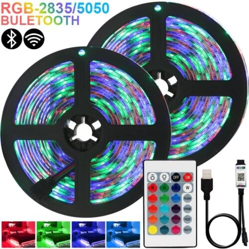 LED RGB 2835 DC de tira bluetooth fita flexível diodo pc tv backlight 5V LED luzes USB 3key controle fita irneon luzes