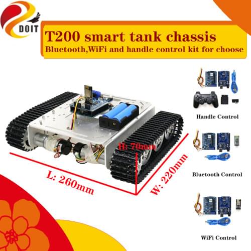 T200 metal smart tracked rc robot tank chassis kit with wireless wifi/bluetooth/handle control kit DIY for Arduino