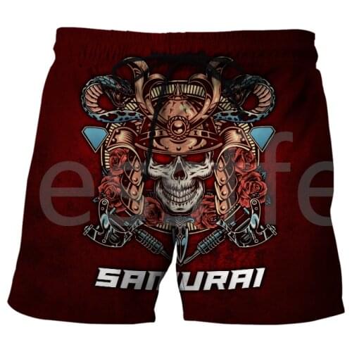 Tessffel NewFashion Japanese Samurai Skull Art Tattoo 3DPrint Men/Women Summer Shorts Casual Harajuku Unisex Funny Beach Pant A3