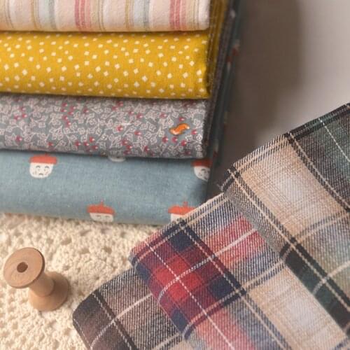 Half Meter Plaid Geometric Flower Print Brushed Cotton Flannel Fabric For Autumn Winter Shirt Garment Dress Bedding Handmade DIY