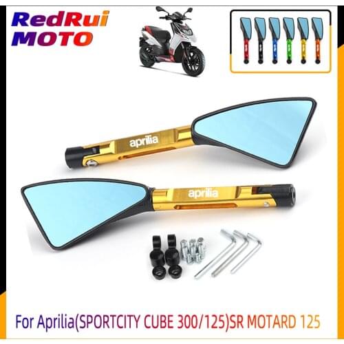 For Aprilia(SPORTCITY CUBE 300/125)SR MOTARD 125 Universal Motorcycle Accessories CNC Aluminum Blue Lens Rear View Side Mirror L