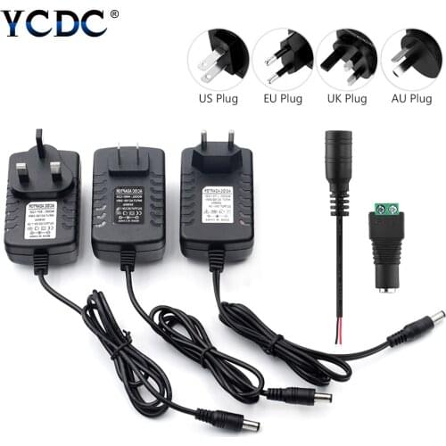 Universal Transformer EU US Plug AC 100V-240V Converter Power Adapter Supply Driver Charger for LED Strip Light CCTV DC 12V 2A