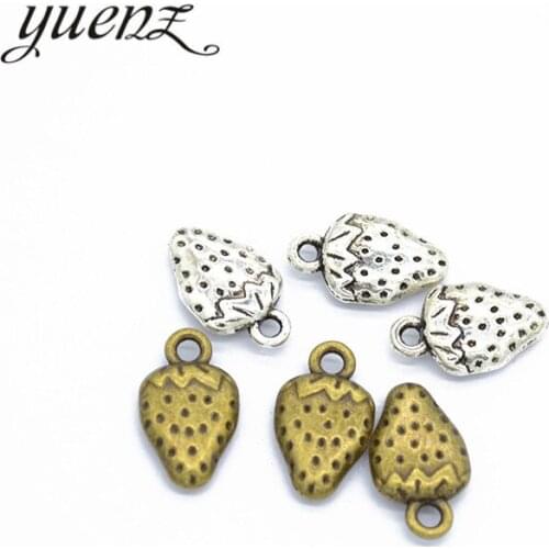 YuenZ 10pcs Strawberry Charms Tibetan Silver Bronze Pendants Antique Charm Jewelry Making DIY Handmade Craft 17*10mm K20