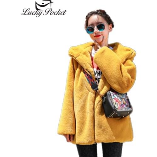 Winter Women Thick Warm Hooded Faux Fur Coat Female Casual Long Sleeve Rabbit Fur Jacket Fashion Plus Size Loose Parkas Z1010