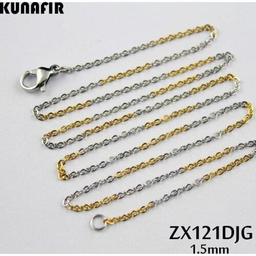 Golden and steel color 1.5mm cross chain stainless steel necklace fashion welding chain women lady jewelry ZX121DJG