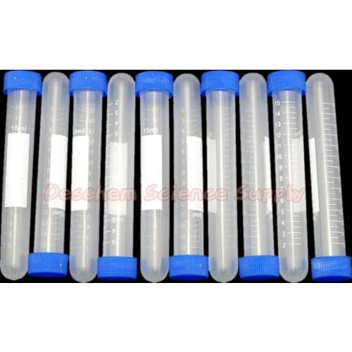 10pcs 15mL Plastic Centrifuge Test Tube With Screw Cap Round Bottom