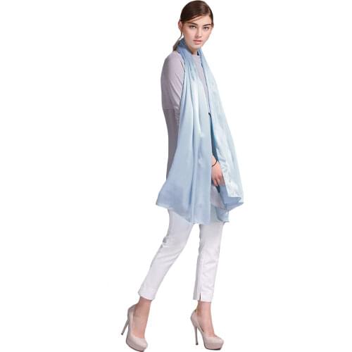 100% Silk Satin Long Scarf 55X180cm Pure Mulberry Silk Plain Color Silk Scarf Factory Direct Online Store 48 Purple Blue