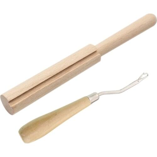 2pcs/set Wooden Latch Hook Yarn Cutter Tool for Tapestry Carpet Rug Making DIY
