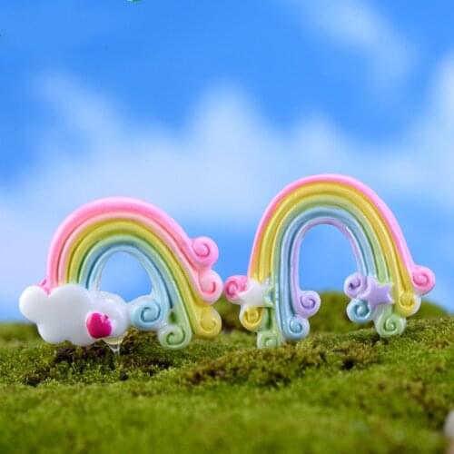 2pcs Mini Resin Clouds Star Rainbow Miniature Garden For Children Hair DIY Micro Landscape Home Decoration Materials Wholesale