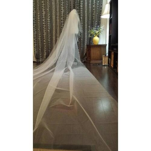 2-Tier Plain Veil 108"W__2.5m / 3m / 3.5m/ 4m / 5 meter Extra Long, in OFF WHITE,WHITE, IVORY, CHAMPAGNE