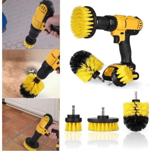 3Pcs/Set Electric Scrubber Brush Drill Brush Kit Plastic Round Cleaning Brush For Carpet Glass Car Tires Brushes 2/3.5/4 inch