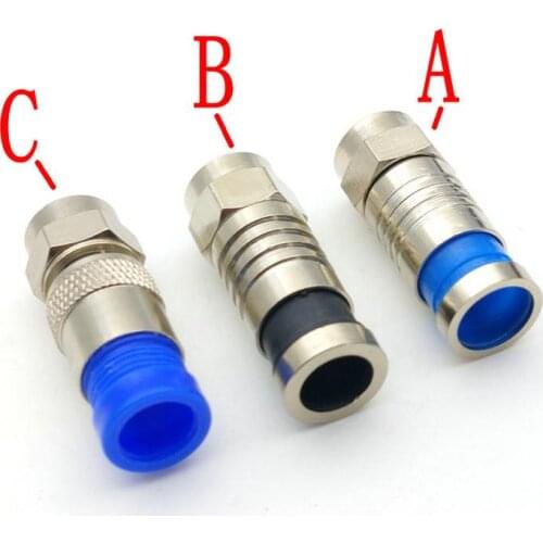 4PCS RG6 CONNECTOR F-Type Male Plug Compression Connectors For RG6 Coax Coaxial TV Cable