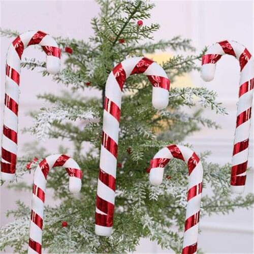 6pcs/pack Candy Christmas Cane Candy Color Cane Christmas Tree Decoration Pendant 2022 New Year Party Decor Family Toy Navidad