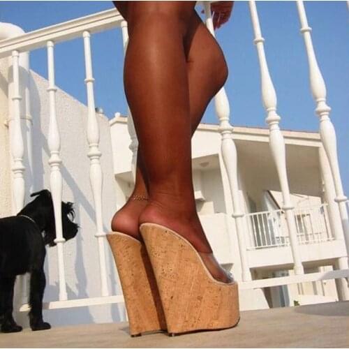 6 Inches New Style Platform Slippers Slope Heel Fashion High Stripper Nightclub Concise Elegant Women Party Full Dress Bride