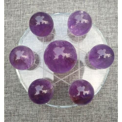 7pcs 2cm Seven Star Group purple Crystal Chakra Sphere Crystal Balls with 8cm Lucency Crystal Base Reiki Healing
