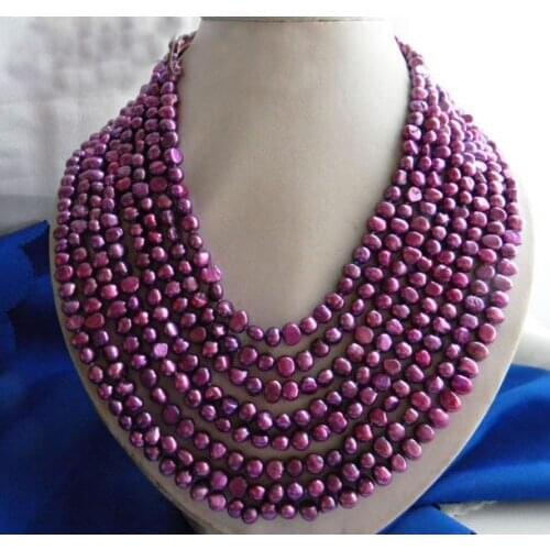 8Strands Purple Baroque Freshwater Pearl Necklace
