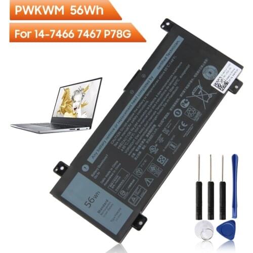 Original Replacement Latop Battery PWKWM For DELL Inspiron14-7466 7467 7000 P78G 7467-D1545B/R D1745B/R Rechargable Battery 56wh
