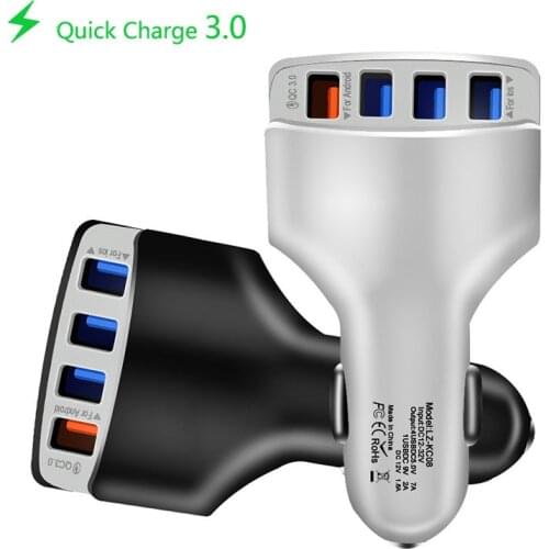 Car Charger Quick Charge 3.0 4 Ports Fast charging QC3.0 3A Car Mobile Phone Chargers For Samsung S10 Car Mobile Phone Chargers