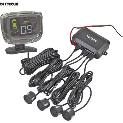 DIYSECUR Car Rear View Reverse Bumper Parking Radar 4 Sensors Black Silver White LCD Alarm Rear View System Kit