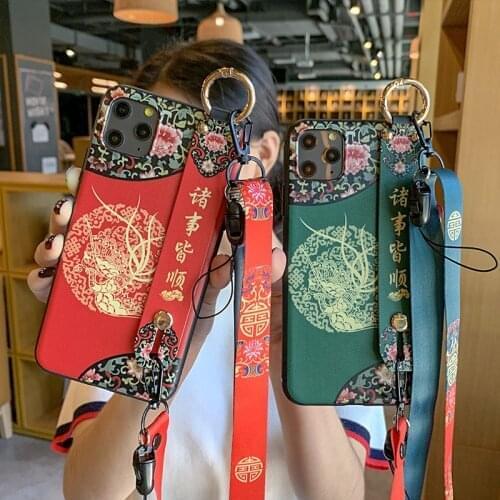 3D Embossed Phone Case for Samsung Galaxy S10e S8 S9 S10 S20 Ultra Plus Note 8 9 10 Plus Wrist Strap Lanyard Matte Phone Cases