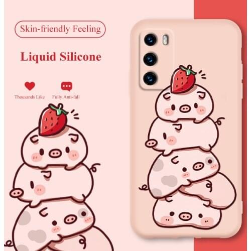 ASINA Silicone Case For Huawei P40 P30 P Smart Z S Cover Cartoon Original Liquid Bumper Pattern Cover For Nova3 3i 5t Capa Funda