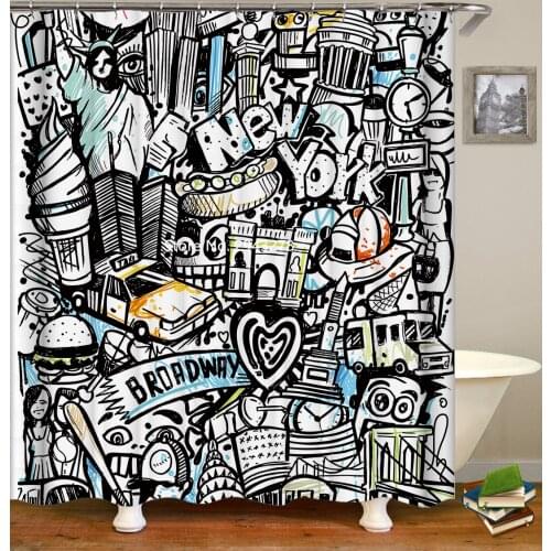 Black and White Stripe Dream Catcher Color Print Waterproof and Mildew Proof White Shower Curtain with Hook Bathroom Decor