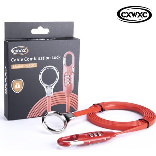 CXWXC Bicycle Combination Lock Zinc Alloy Anti-theft Security Helmet lock 178g Ultralight Portable 180cm PVC Wrapped Steel Cable