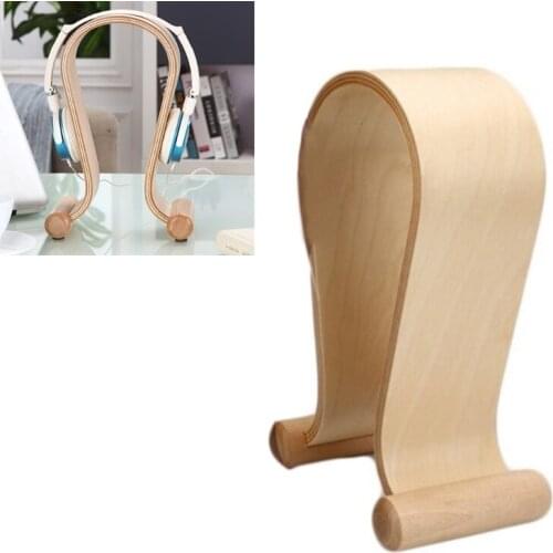 Wood Headphone Stand Walnut Finish Headset Holder for Desk Wooden Gaming Headphones Stand Fancy Headphone Collection