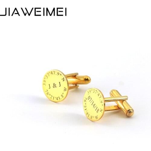 Custom 925 Sterling Silver Shirt Cufflinks for Men Gold Plated Engraved Logo Personalized Initial Name Birth Date Number Gifts