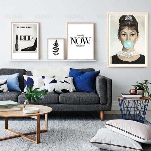 Audrey Hepburn Canvas Painting Minimalist Text Posters and Prints Women Home Decor Wall Pictures for Living Room Plants Wall Art