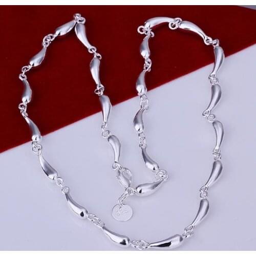 KN-N024 Wholesale Free Shipping Silver Color Fine Jewelry Silver Charms Fashion Jewelry Water Drop Necklace For Ladies Men