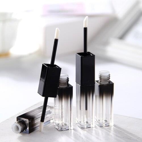 Lip Glaze Tube Containers Gradient Black Double-headed Lipgloss Tube Empty Refillable Cosmetics Packaging Containers