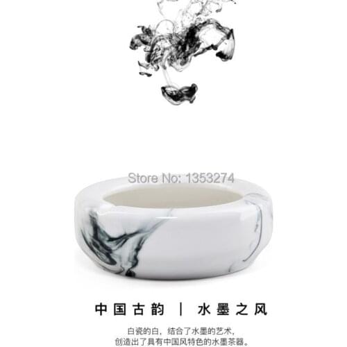 Mini Round China white Ceramic ink porcelain Ashtray for Hotel Home Office Study Room KTV Room Indoor Outdoor portable Ashtray