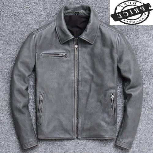 100% Genuine Winter Leather Jacket Men Chaqueta 2021 Natural Streetwear Real Cow Leather Coat Mens Veste Cuir Homme 1aaa