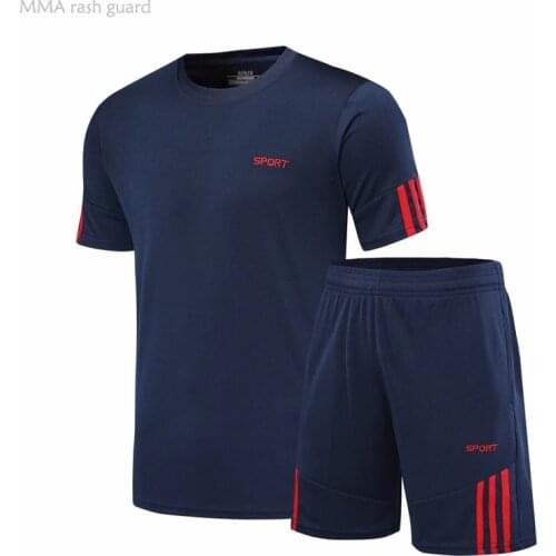Mens Shorts Suit Football Jersey Suit Training Kit Fitness T-shirt + Pants Sports Set Quick-drying Summer Sportswear Jogging Men
